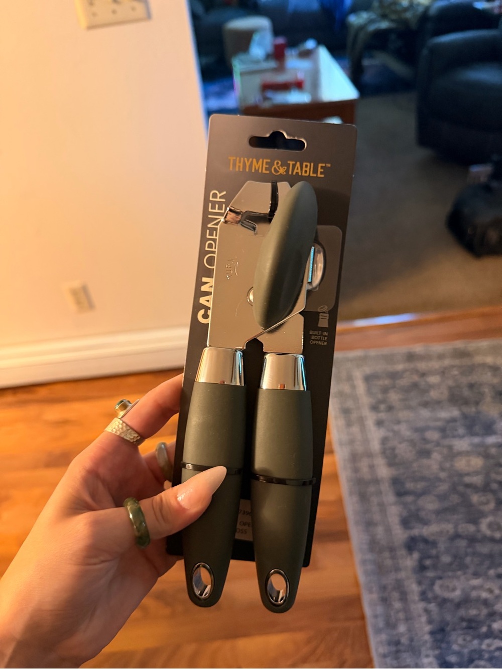 Thyme & Table Olive Green Can Opener with Comfortable Grip Handles